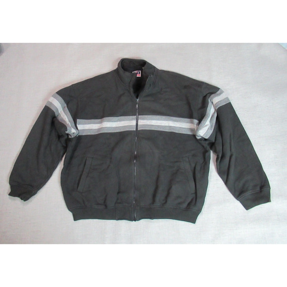 Vintage R&Y Sport Jacket Mens XXL Black Full Zip Sweatshirt Striped Casual 80s - Picture 1 of 9